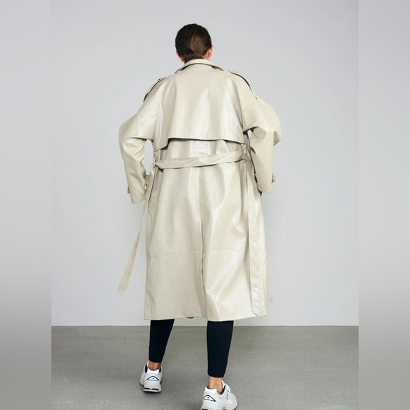 MEOTINE BOBBY TRENCH VEGAN LEATHER - LIGHT GREY - Picture 11 of 13